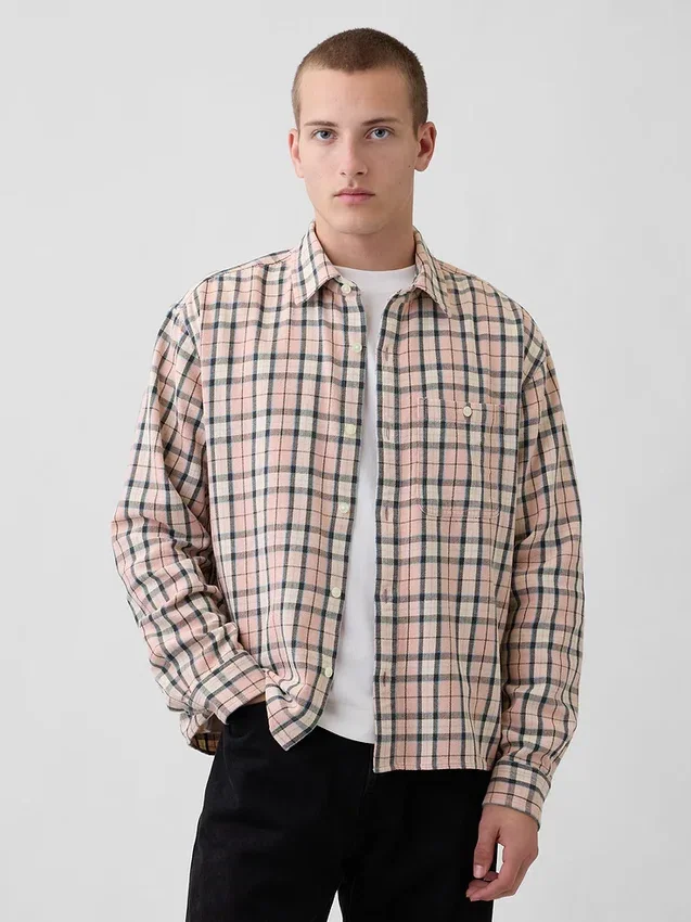 Chemise en sergé à ourlet droit