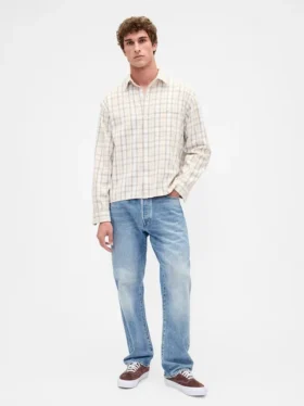 Chemise en sergé à ourlet droit