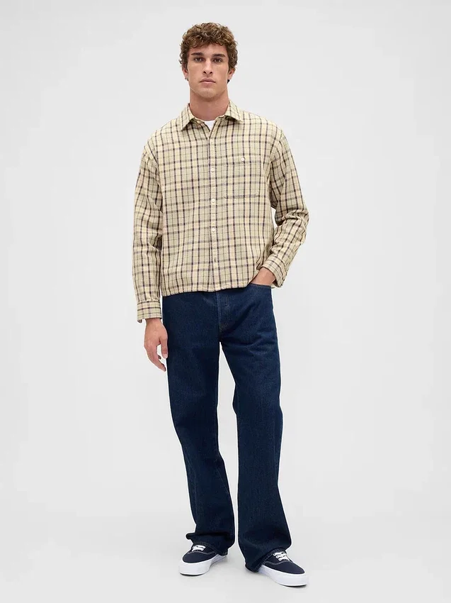 Chemise en sergé à ourlet droit