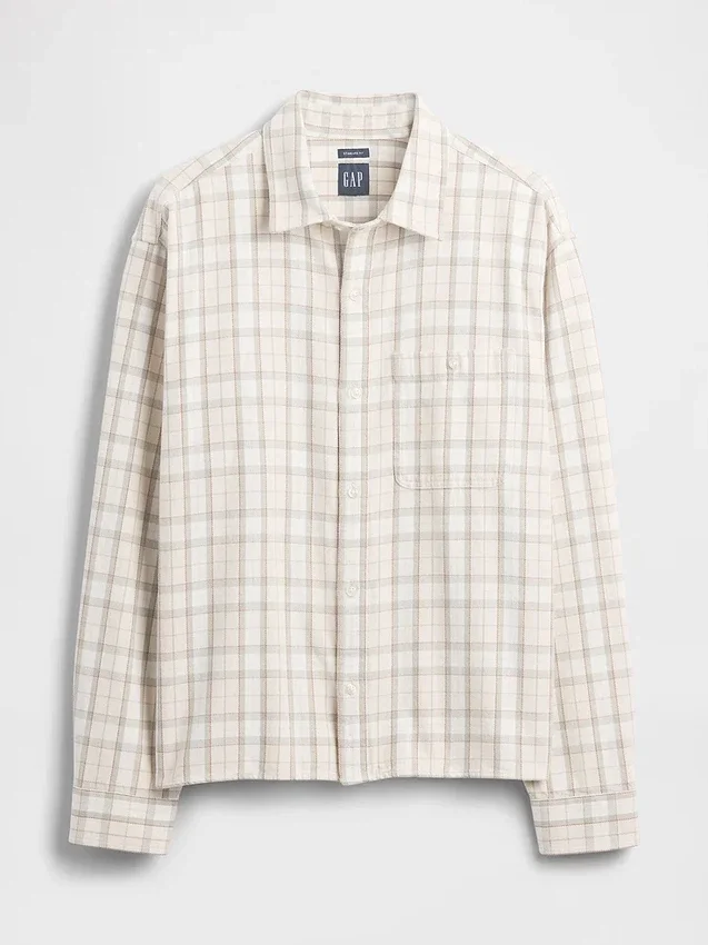 Chemise en sergé à ourlet droit