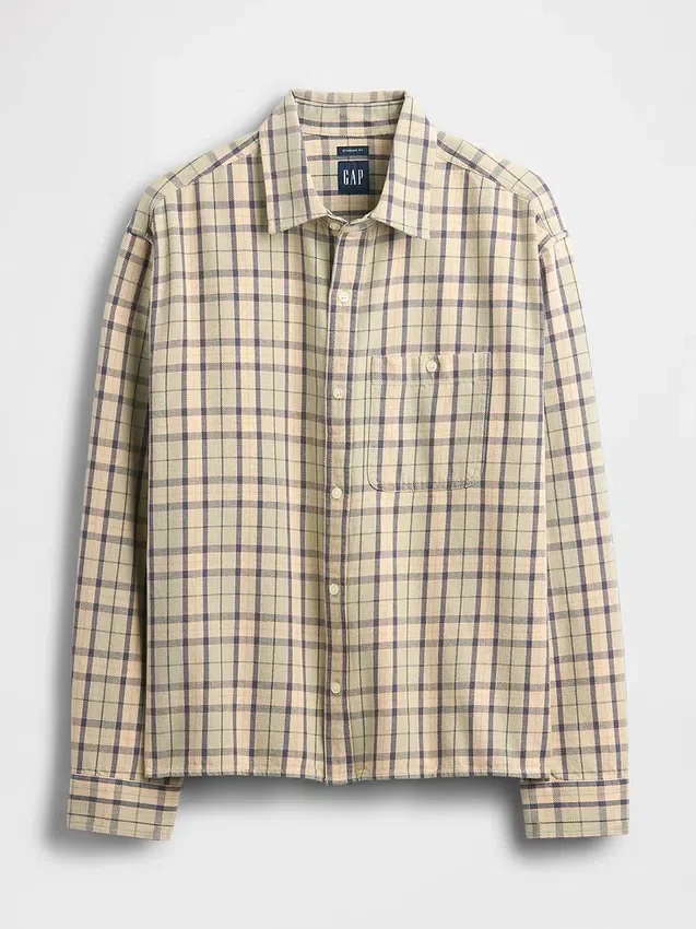 Chemise en sergé à ourlet droit