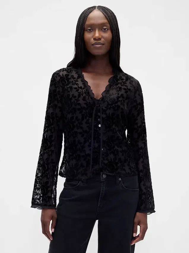 Chemise en velours dévoré