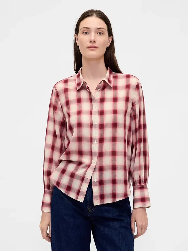 Chemise en voile à carreaux