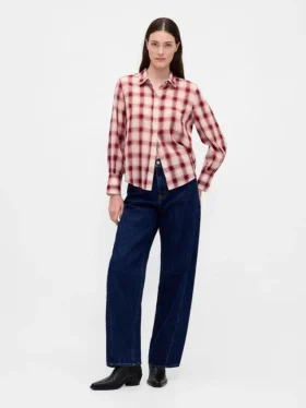Chemise en voile à carreaux