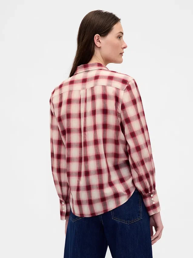 Chemise en voile à carreaux