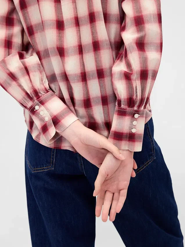 Chemise en voile à carreaux