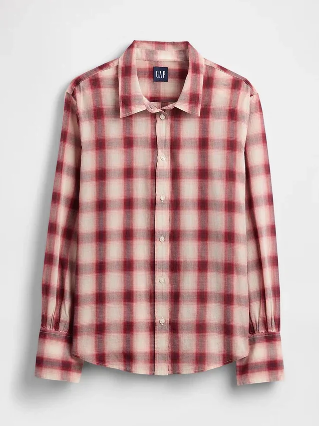 Chemise en voile à carreaux