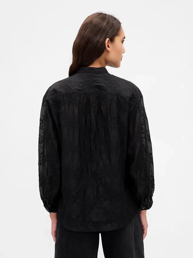 Chemise florale en voile transparent