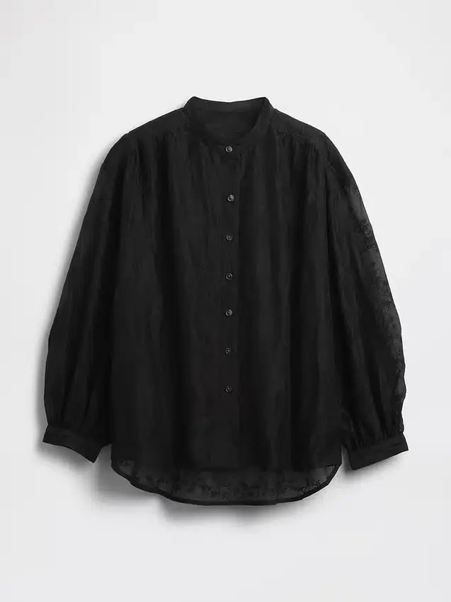 Chemise florale en voile transparent
