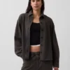 Chemise oversize à boutons en molleton français épais