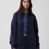 Chemise oversize à boutons en molleton français épais