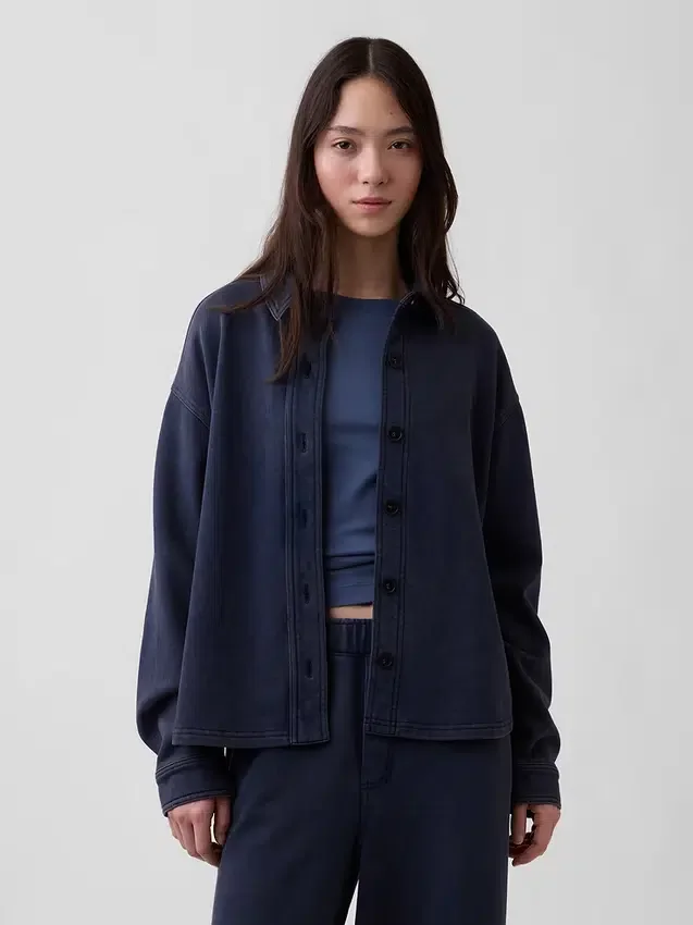 Chemise oversize à boutons en molleton français épais