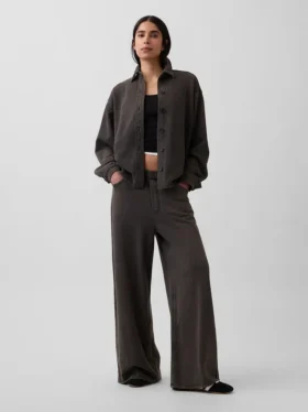 Chemise oversize à boutons en molleton français épais