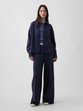 Chemise oversize à boutons en molleton français épais