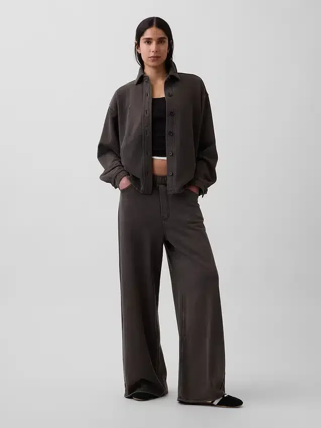 Chemise oversize à boutons en molleton français épais