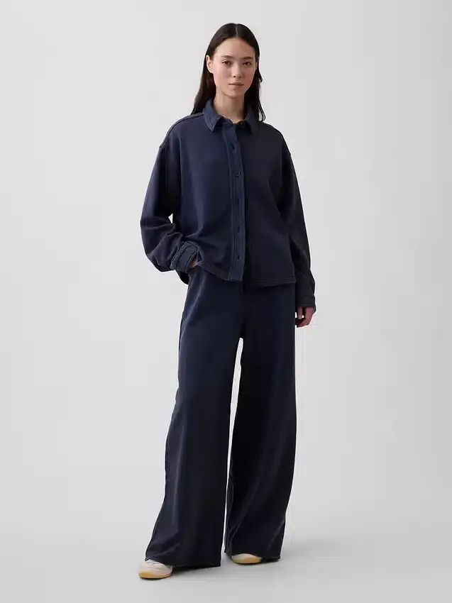 Chemise oversize à boutons en molleton français épais