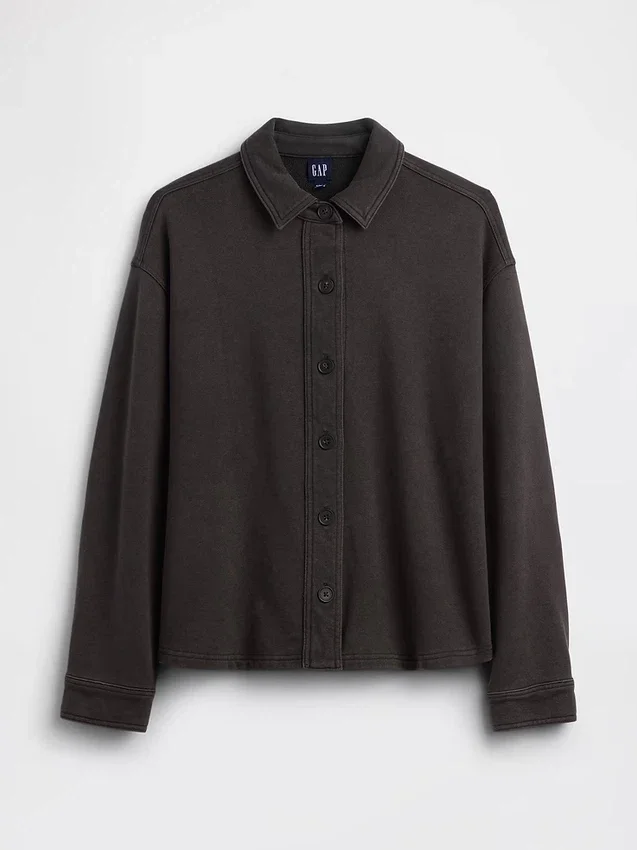 Chemise oversize à boutons en molleton français épais