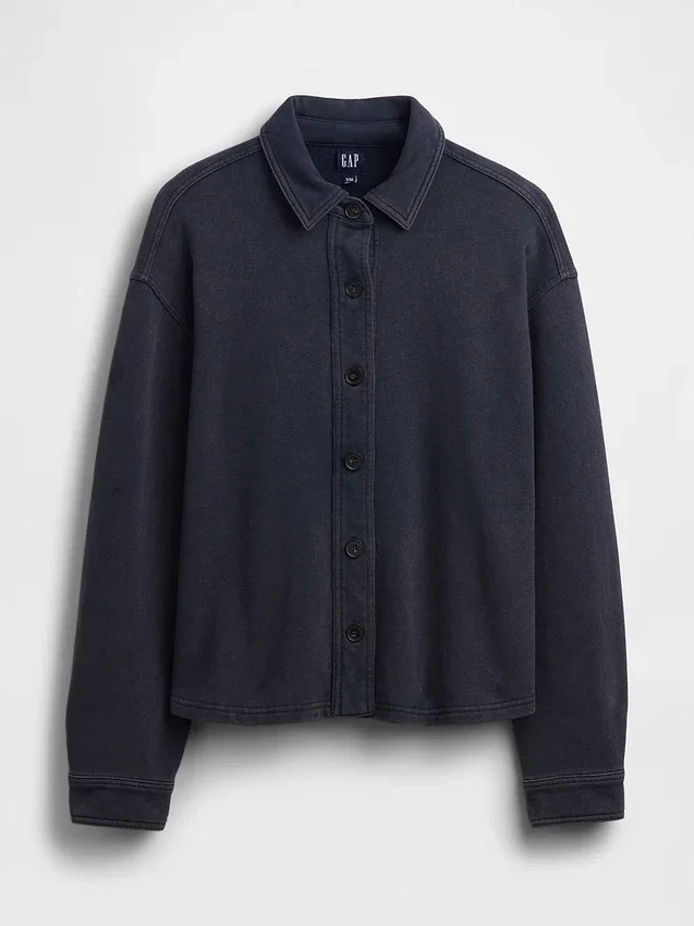 Chemise oversize à boutons en molleton français épais