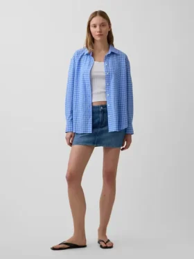 Chemise oversize à carreaux en seersucker
