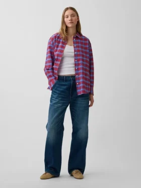 Chemise oversize à carreaux en seersucker