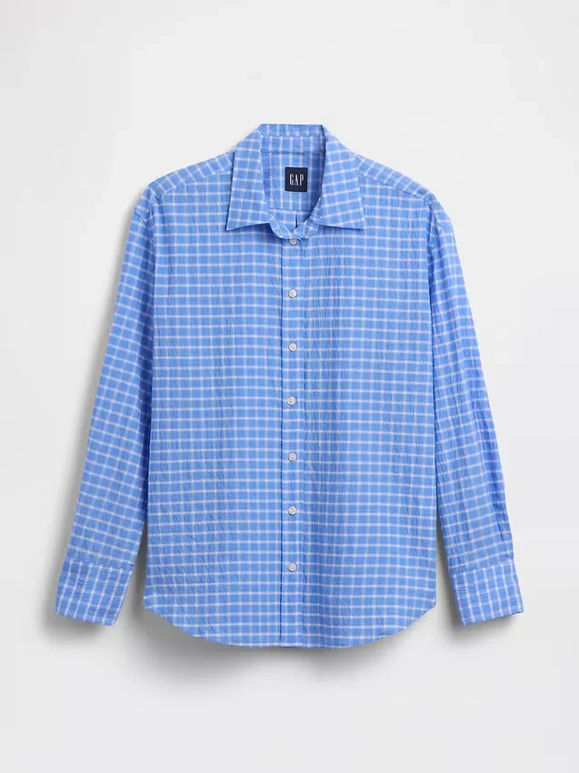 Chemise oversize à carreaux en seersucker