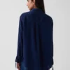 Chemise oversize en denim à manches froncées