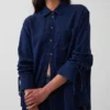 Chemise oversize en denim à manches froncées