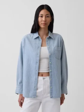 Chemise oversize en denim rayé