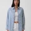 Chemise oversize en denim rayé