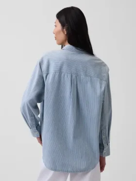 Chemise oversize en denim rayé