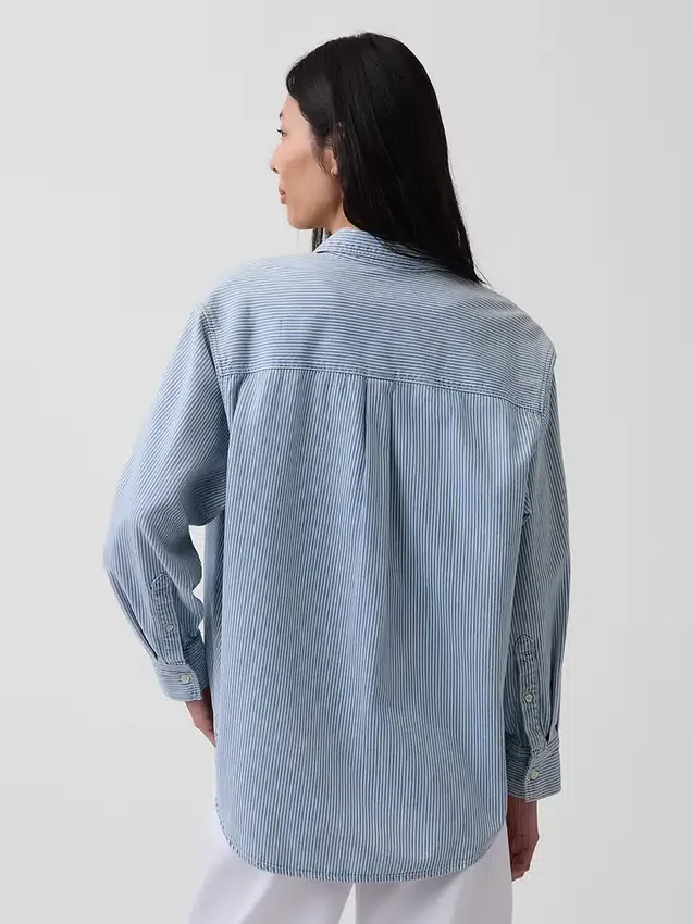 Chemise oversize en denim rayé