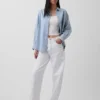 Chemise oversize en denim rayé