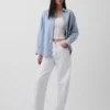Chemise oversize en denim rayé