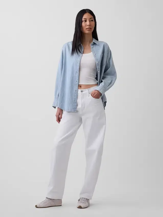 Chemise oversize en denim rayé