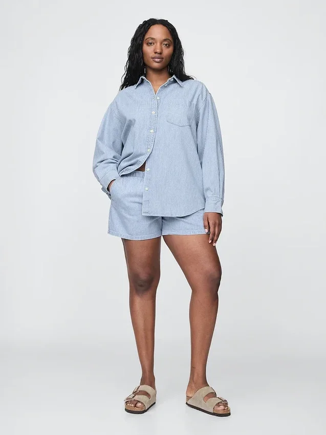 Chemise oversize en denim rayé