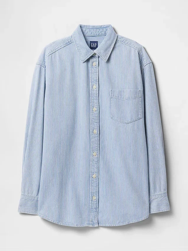 Chemise oversize en denim rayé