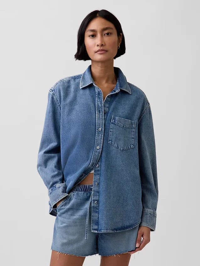 Chemise oversize en denim ultra-doux