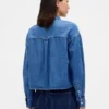 Chemise oversize en denim ultra-doux à ourlet droit et coupe courte