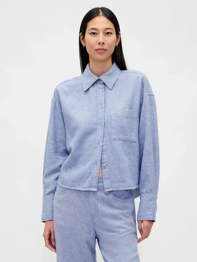 Chemise oversize en lin et coton