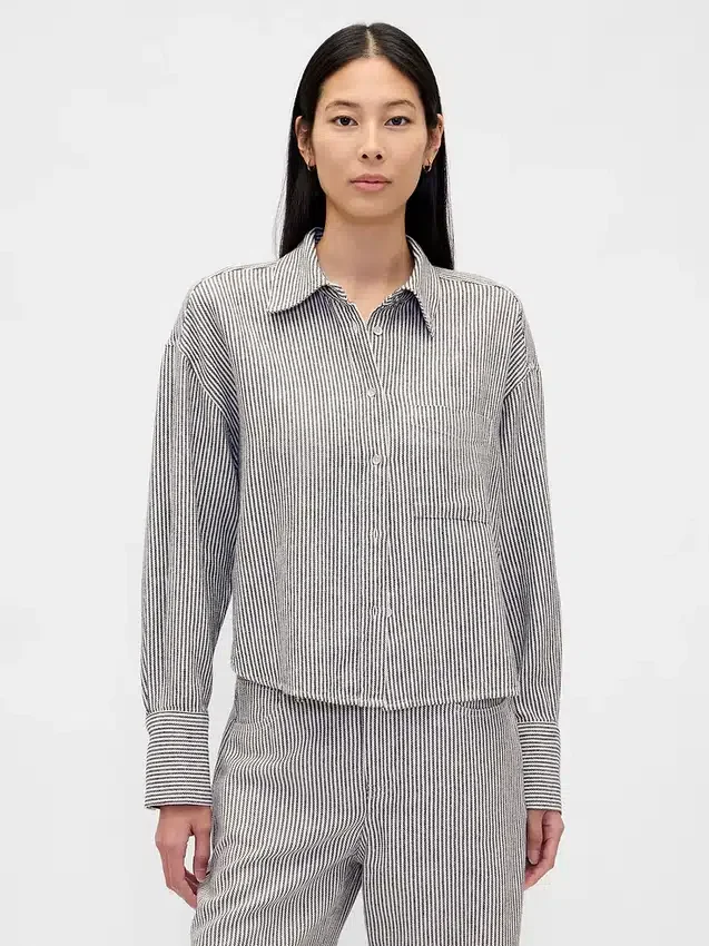 Chemise oversize en lin et coton