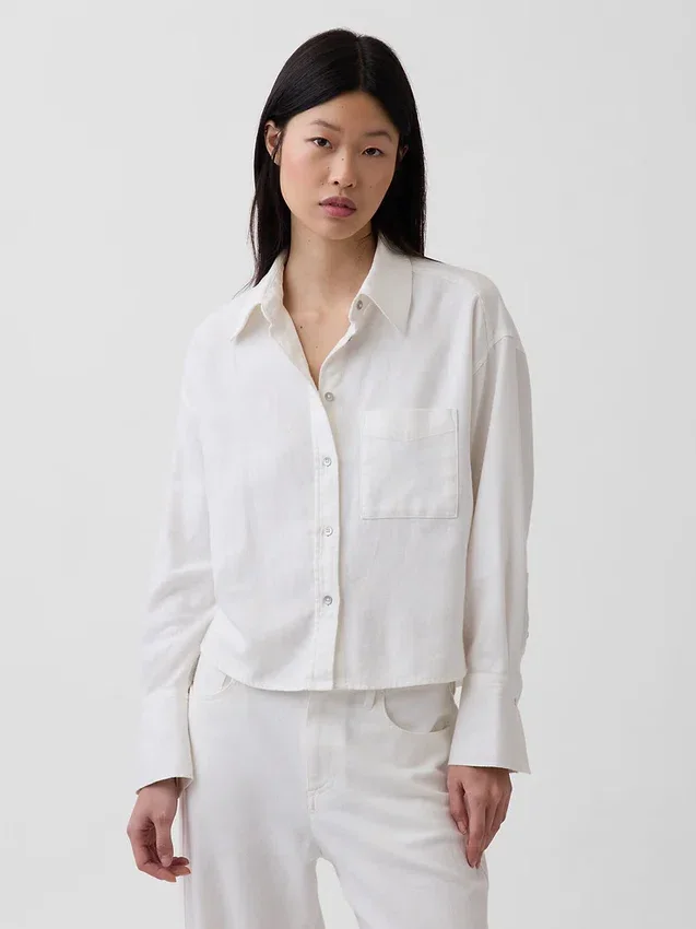 Chemise oversize en lin et coton