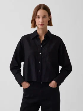 Chemise oversize en lin et coton