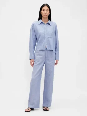 Chemise oversize en lin et coton