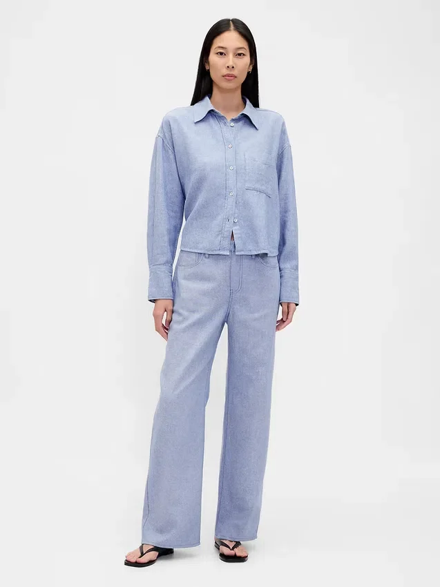 Chemise oversize en lin et coton