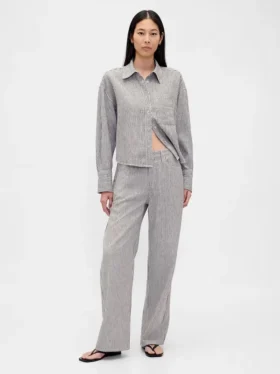 Chemise oversize en lin et coton