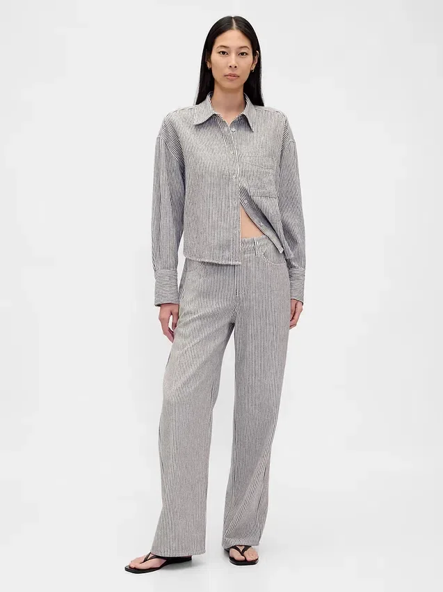 Chemise oversize en lin et coton