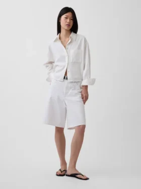 Chemise oversize en lin et coton