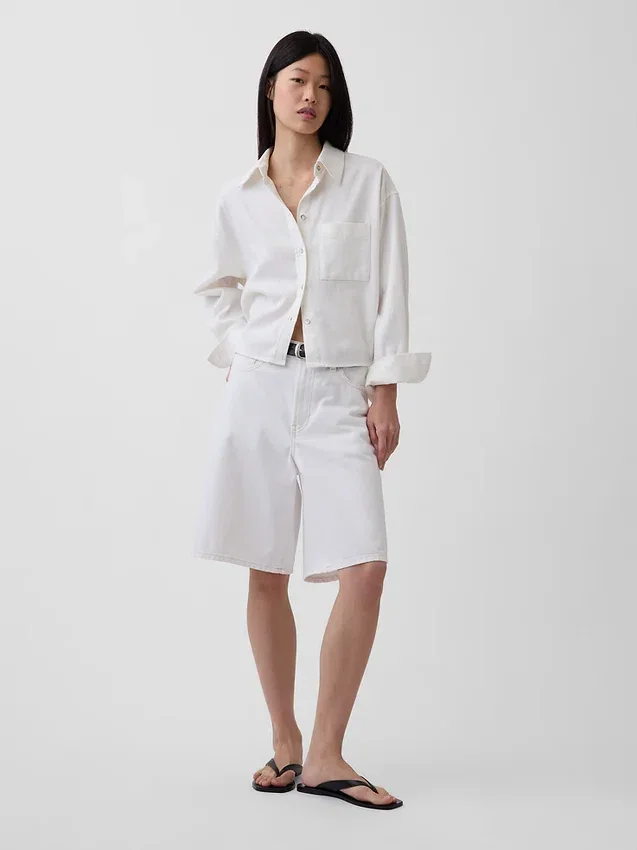 Chemise oversize en lin et coton