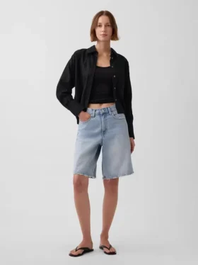 Chemise oversize en lin et coton