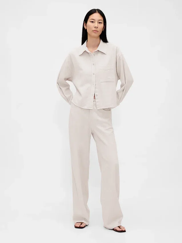 Chemise oversize en lin et coton